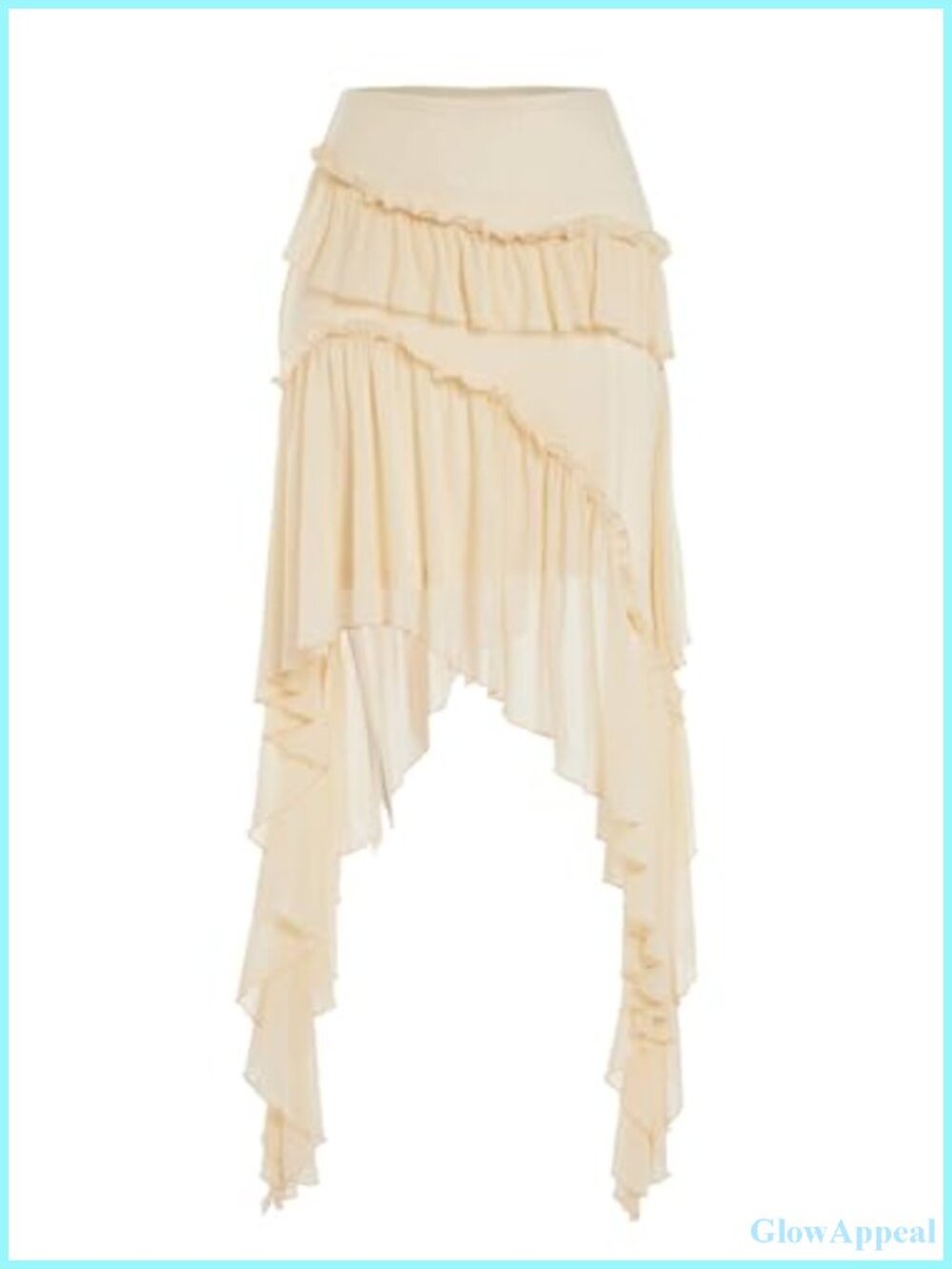 Boho Flowy Asymmetrical Ruffle Skirt Midi High Rise Concert Outfit